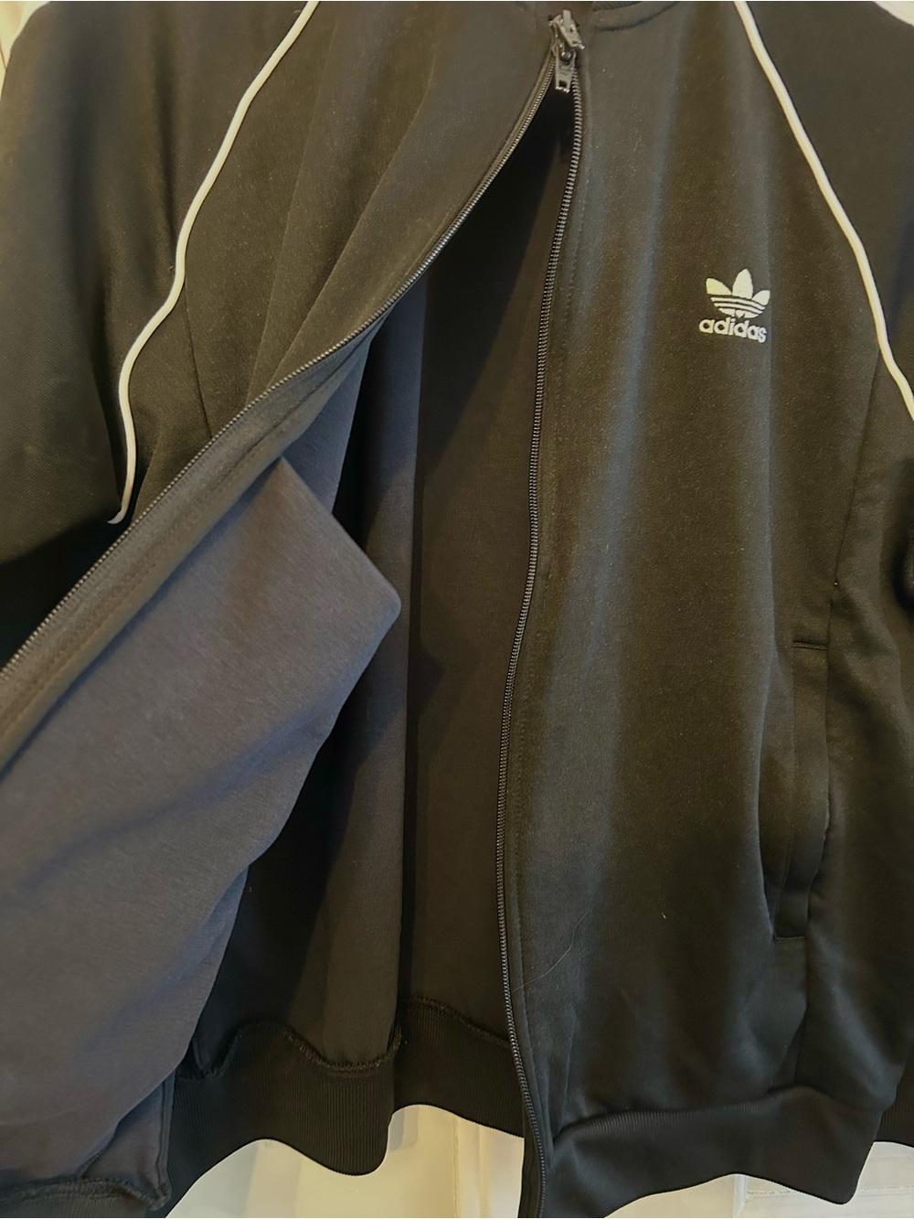 adidas Black Track Jacket with White Stripe Accents - Picture 6 of 7